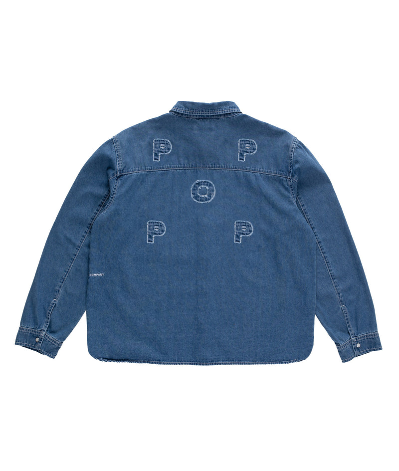 Pop Applique Logo Denim Shirt Rinsed Denim