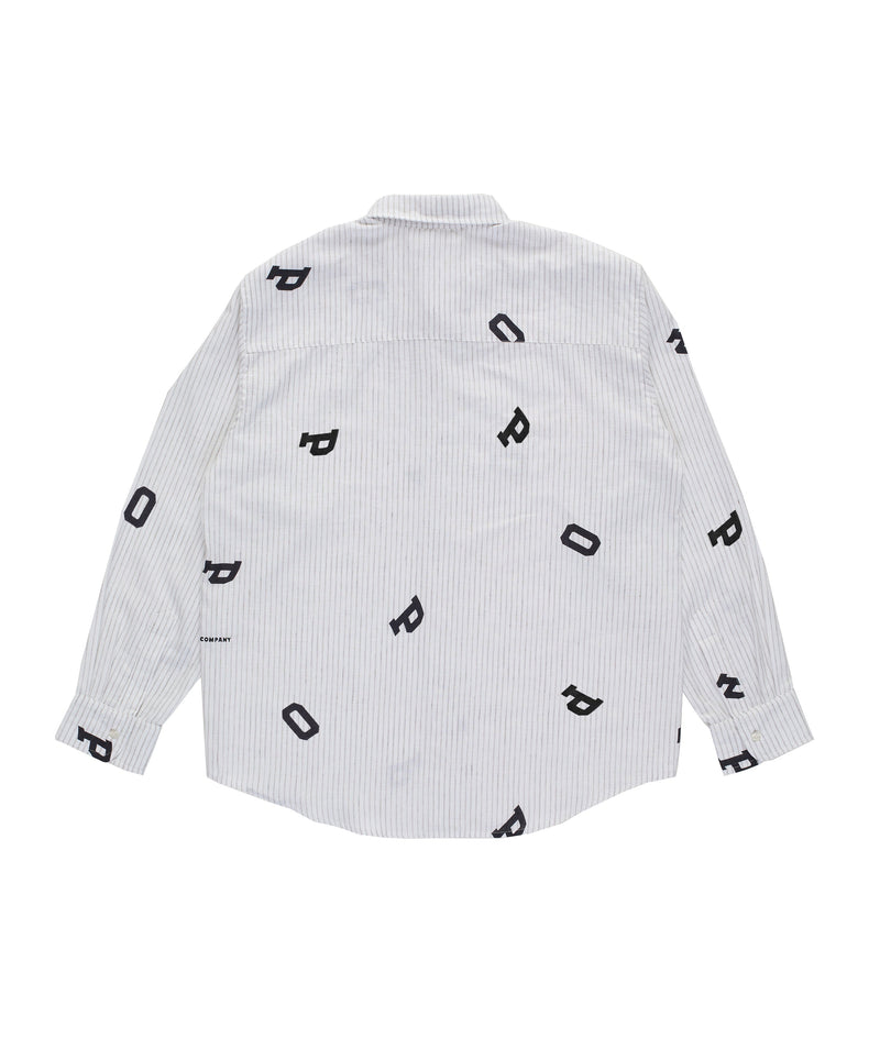 Pop Letters Striped Pop Shirt White Linen