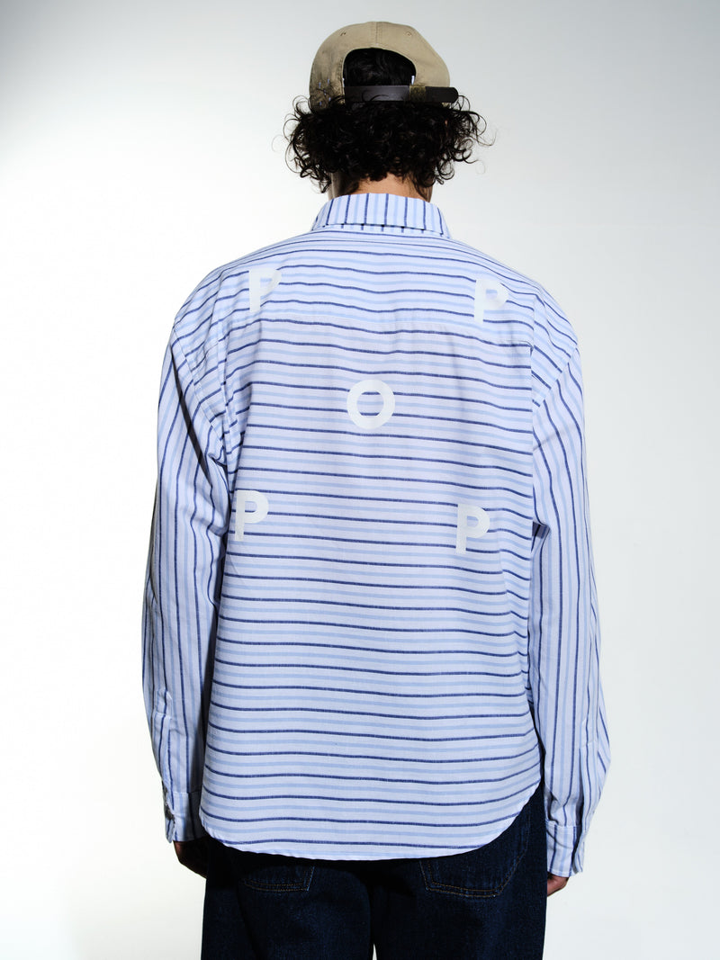Pop Striped Logo Shirt White/Blue
