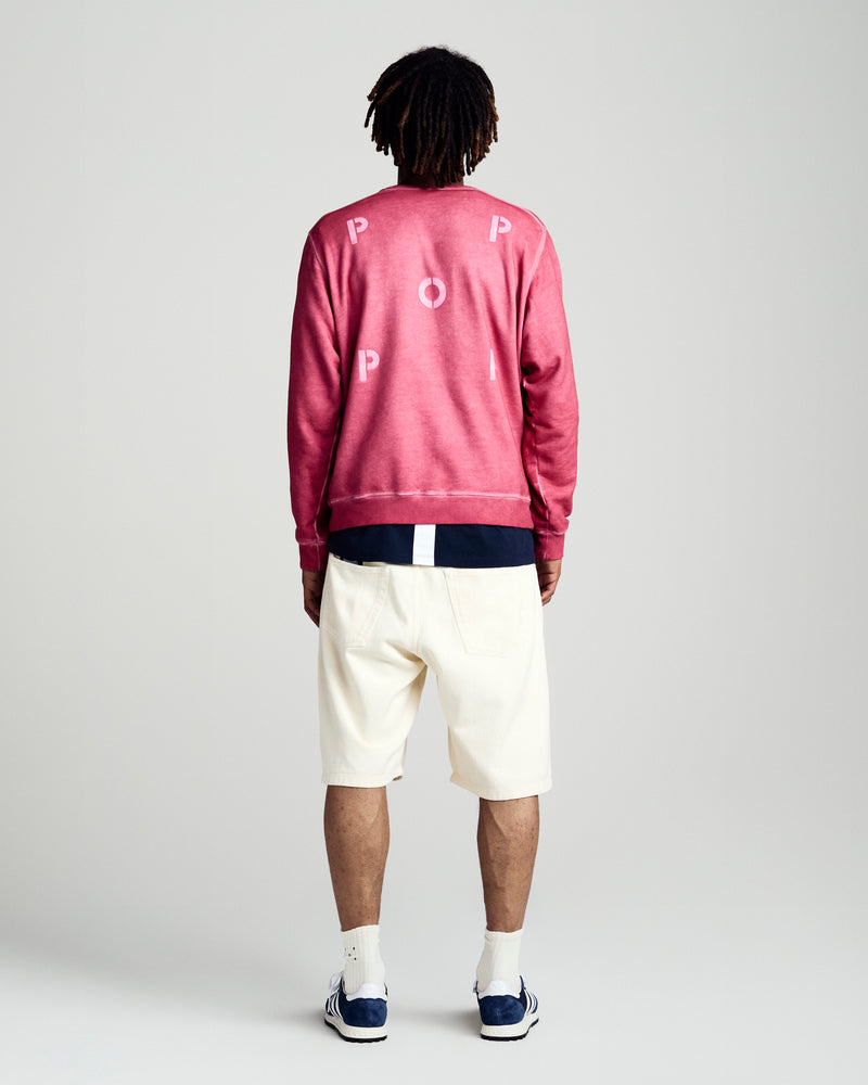 Pop Stencil Logo Crewneck Sweat Earth Red