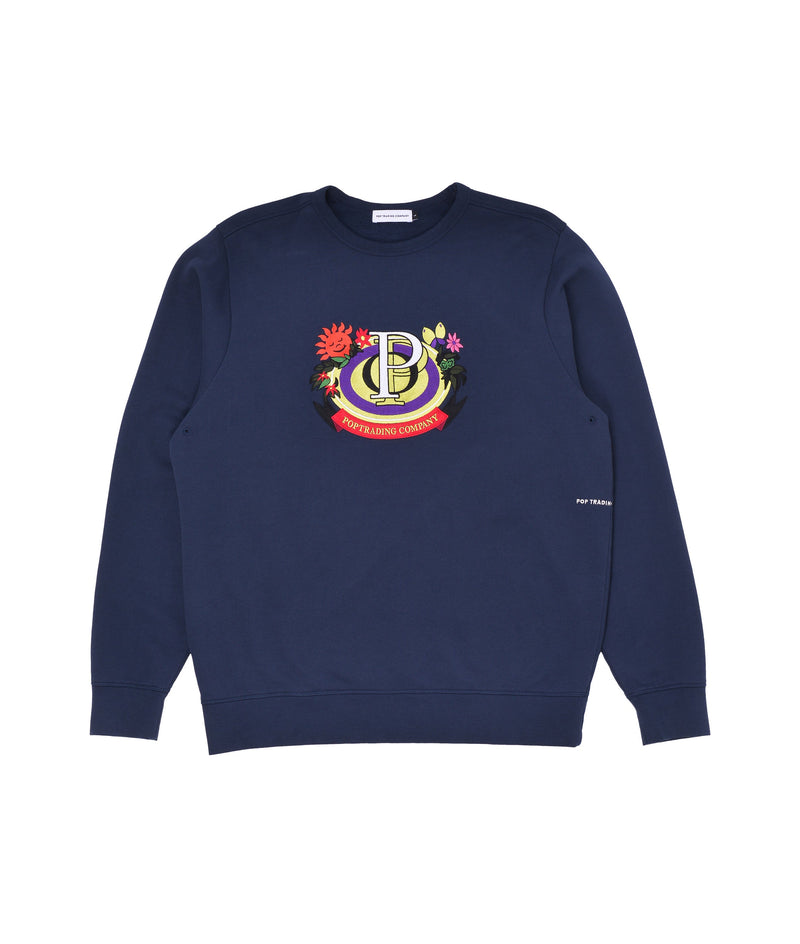 Pop Floral Crest Crewneck Navy