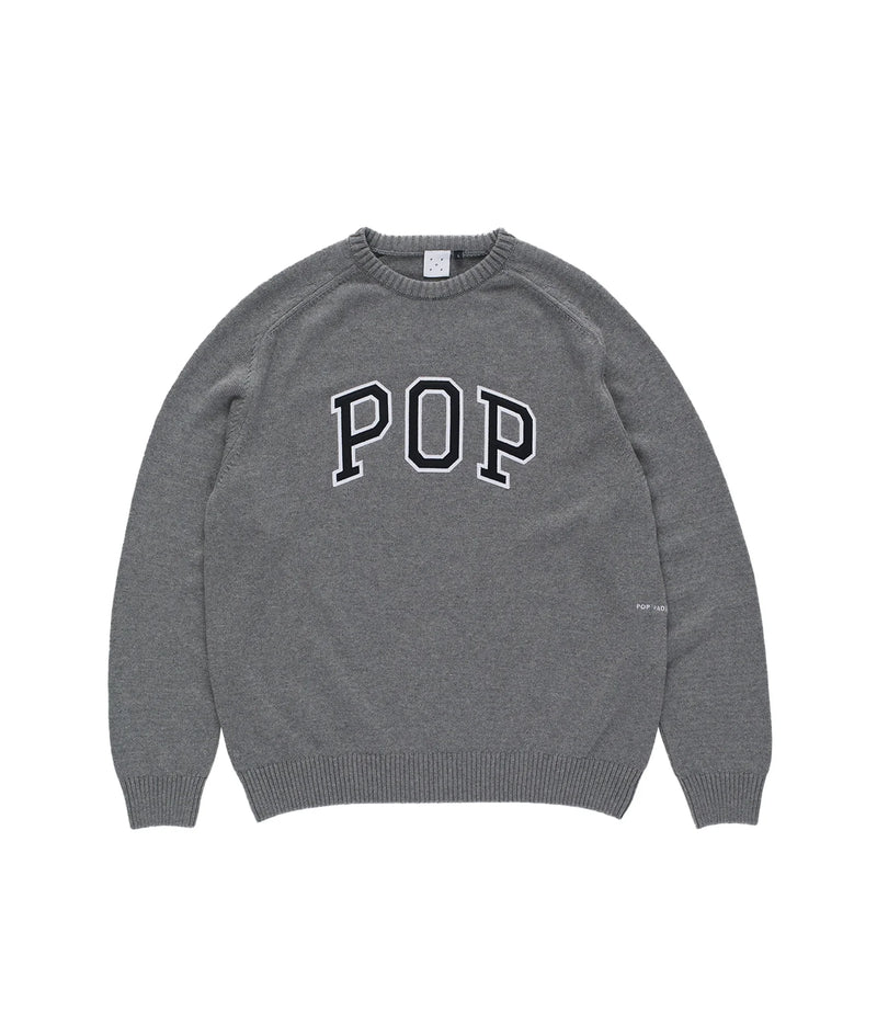 Pop Knitted Arch Crewneck Grey Heather