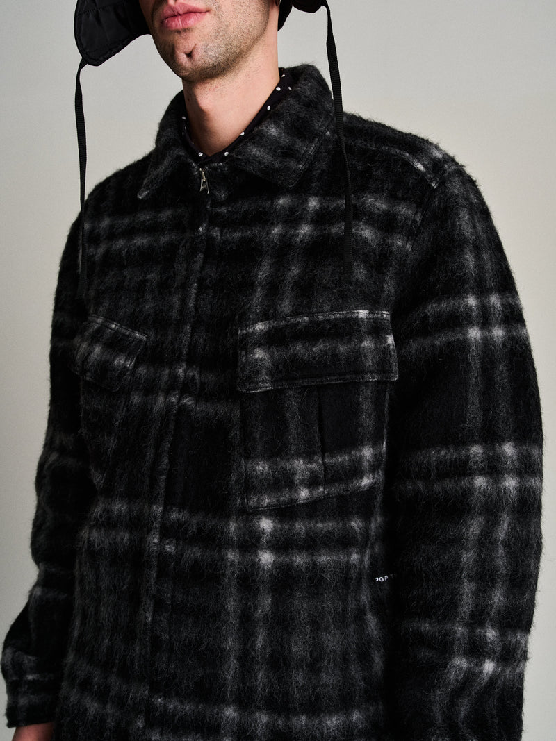 Pop Checked Wool Shirt Jacket Black/Charcoal