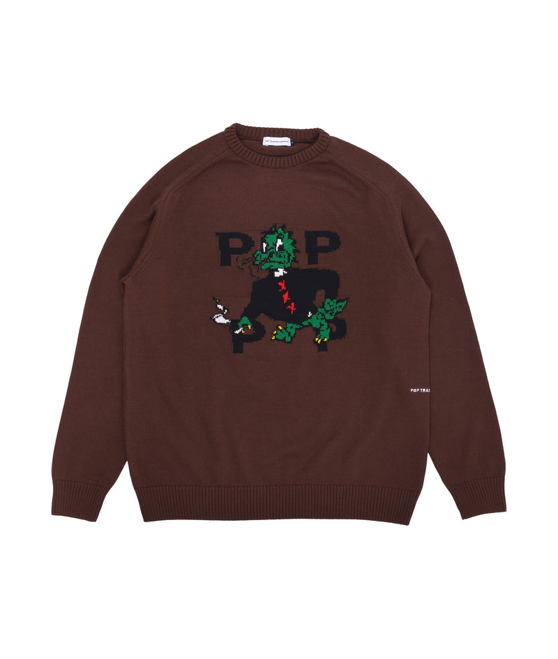 Pop Smoking Dragon Knitted Crewneck Rain Drum