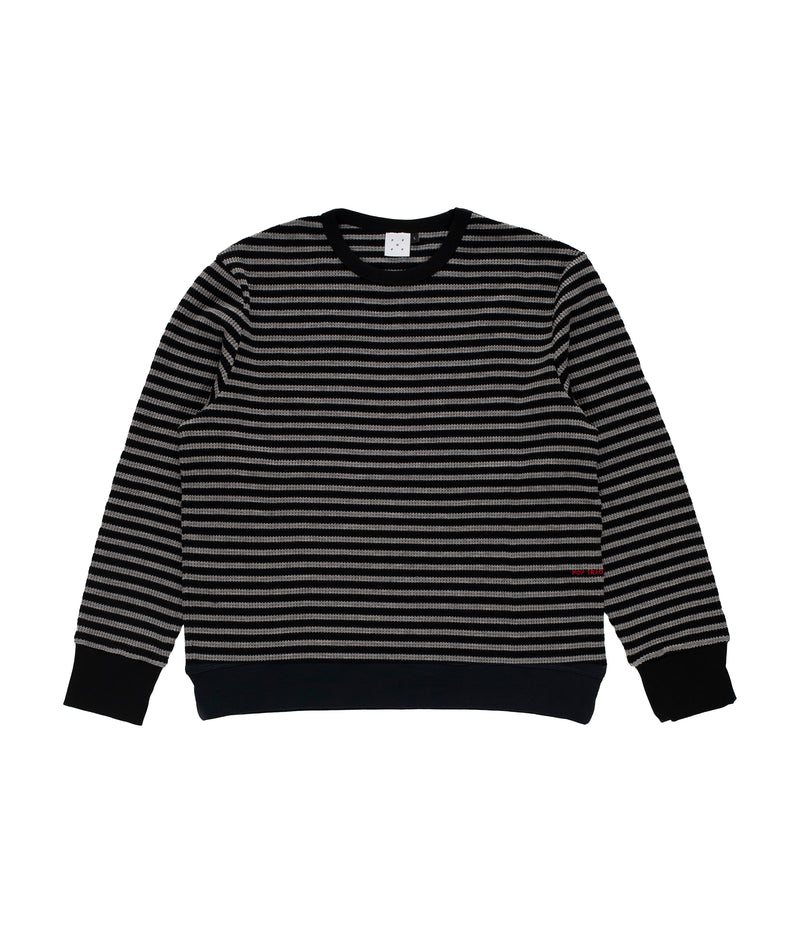 Pop Striped Waffle Crewneck Grey/Black