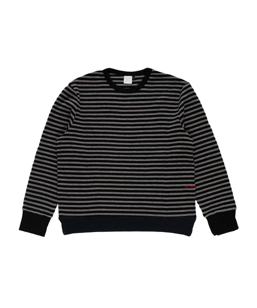 Featured Product Image Of Pop Striped Waffle Crewneck Grey/Black