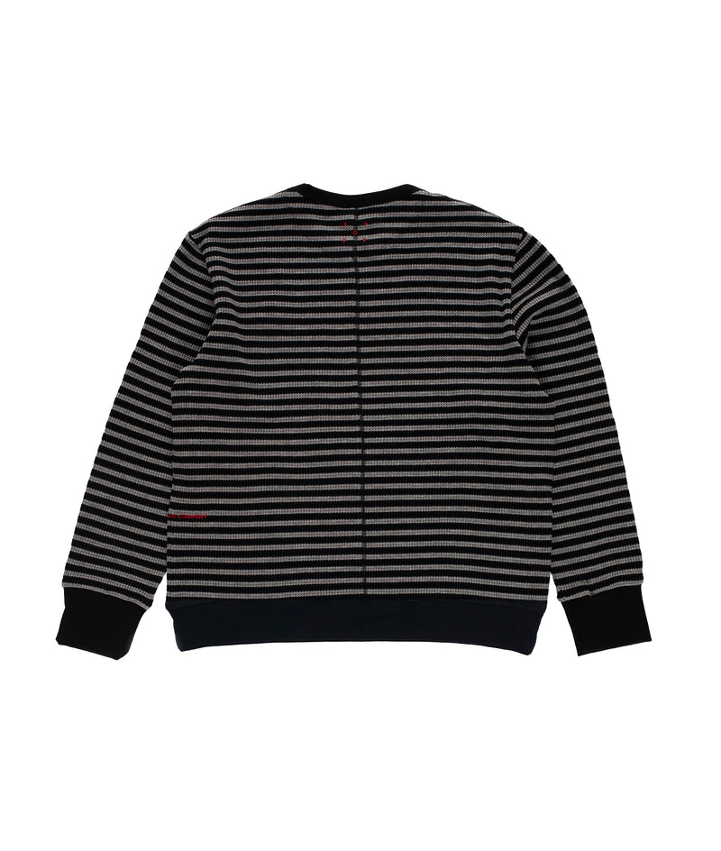 Pop Striped Waffle Crewneck Grey/Black