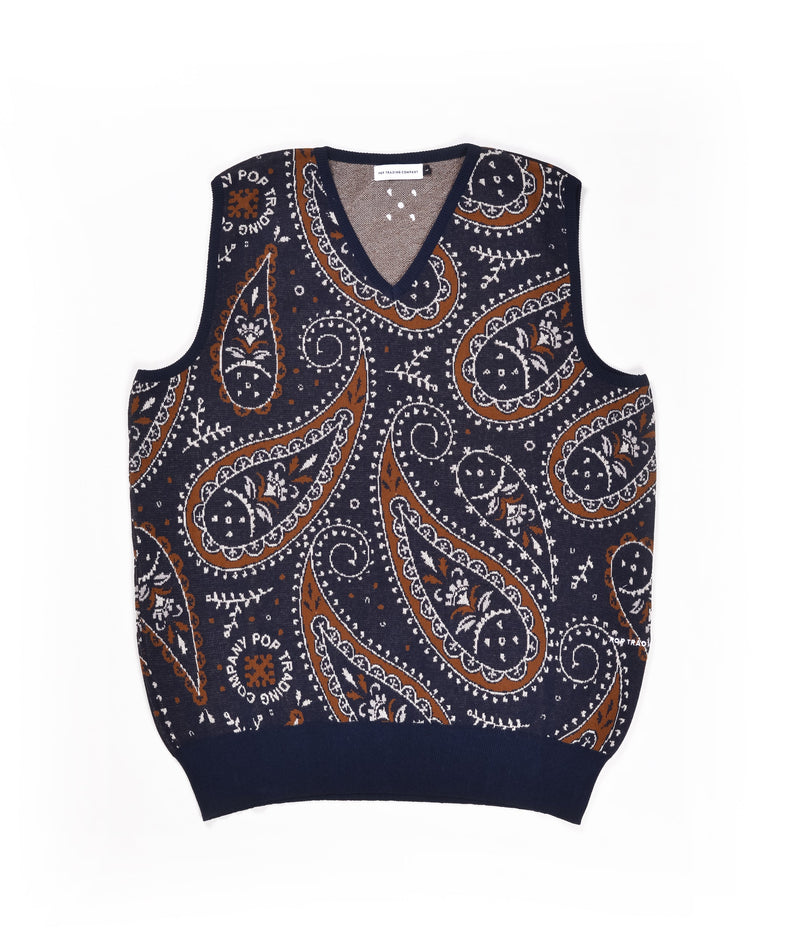 Pop Knitted Paisley Spencer Navy/Brown