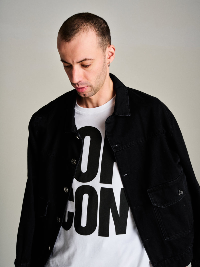 Pop Full Button Denim Jacket Black