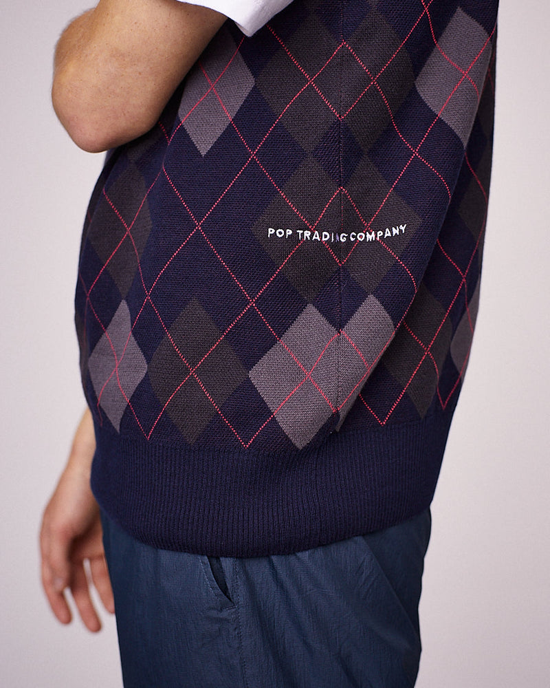 Pop Argyle Knitted Spencer Vest