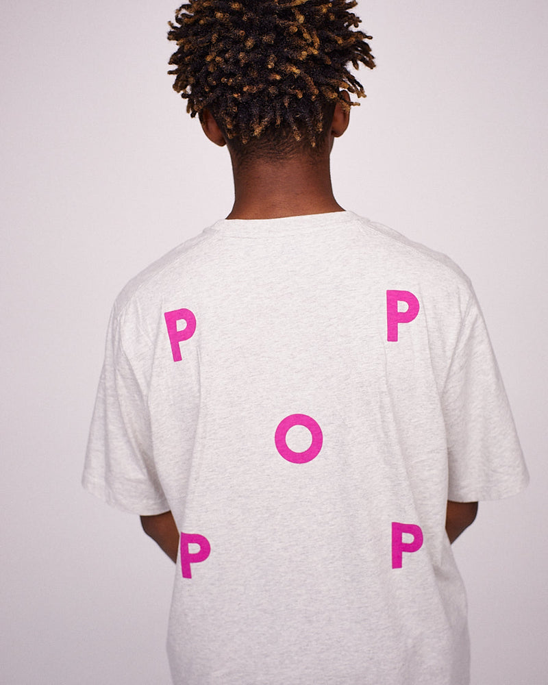 Pop Logo T-Shirt Off White Heather/Pink