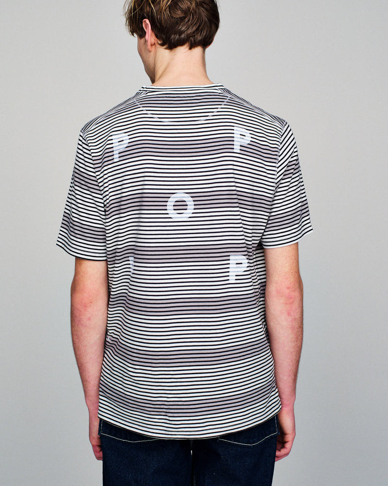 Pop Harde Striped Pocket T-Shirt Anthracite/White