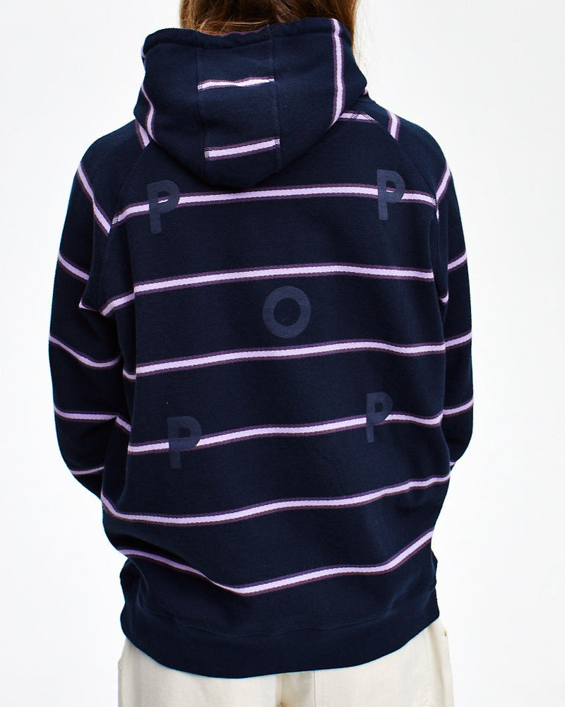 Pop Striped Hooded Sweat Navy/Violet
