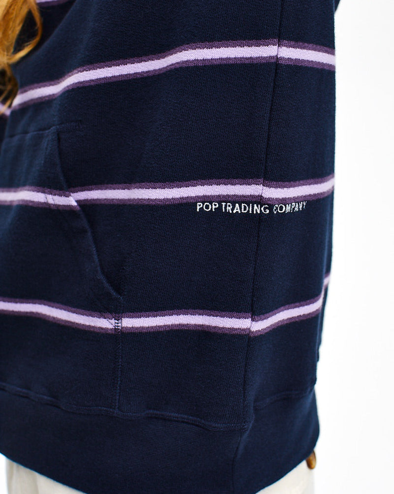 Pop Striped Hooded Sweat Navy/Violet