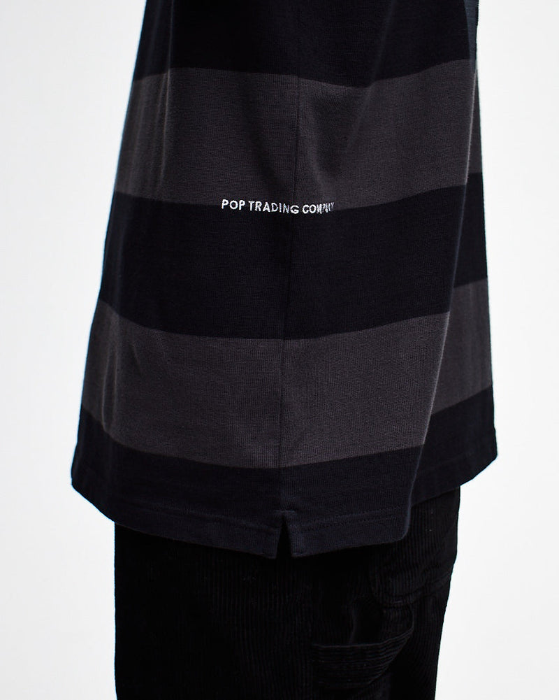 Pop Striped Rugby Polo Black/Anthracite