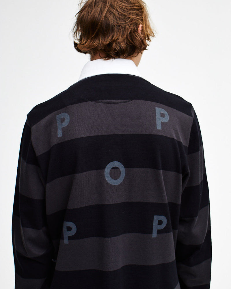 Pop Striped Rugby Polo Black/Anthracite