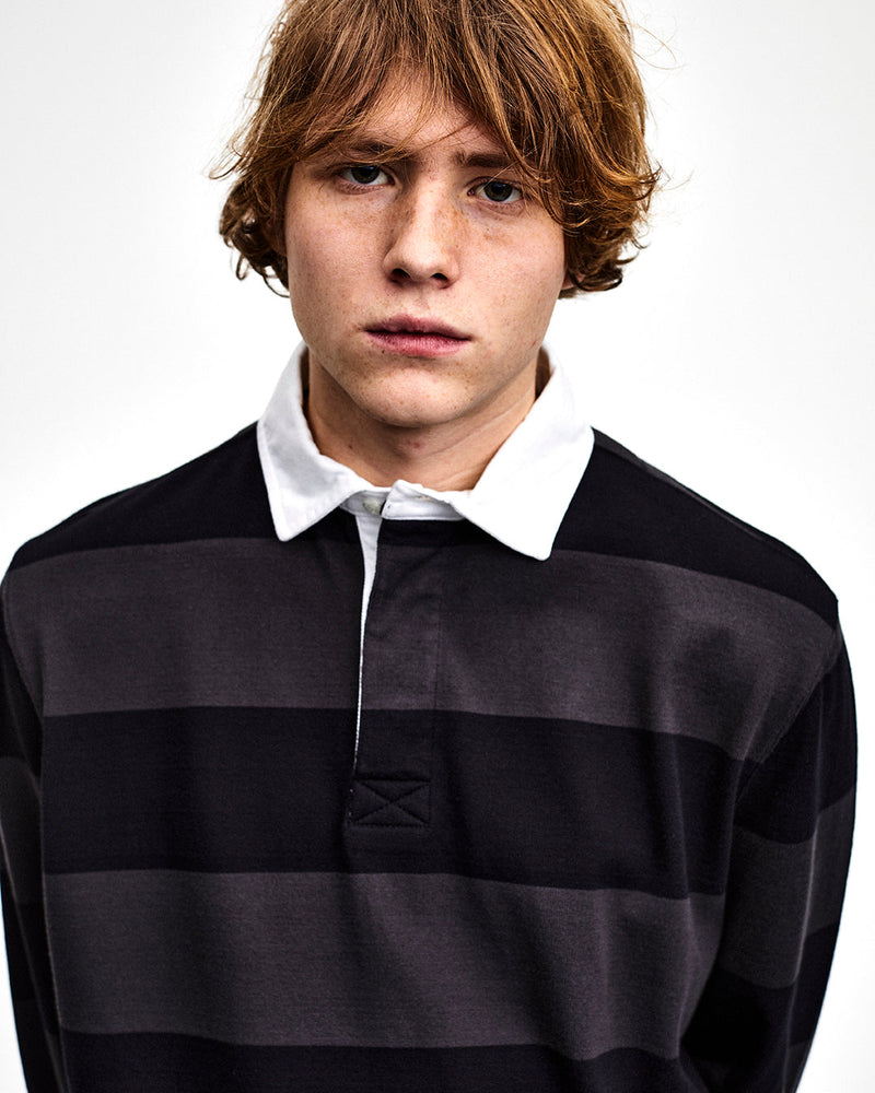 Pop Striped Rugby Polo Black/Anthracite