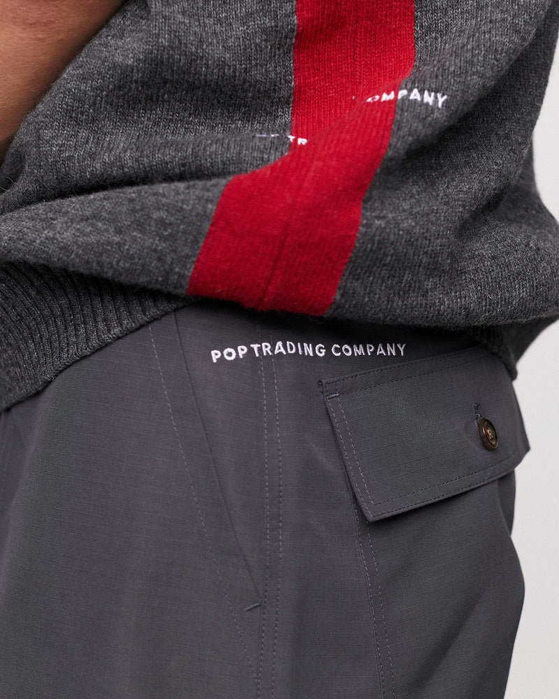 Pop Halfzip Knitted Vest Charcoal/Rio Red