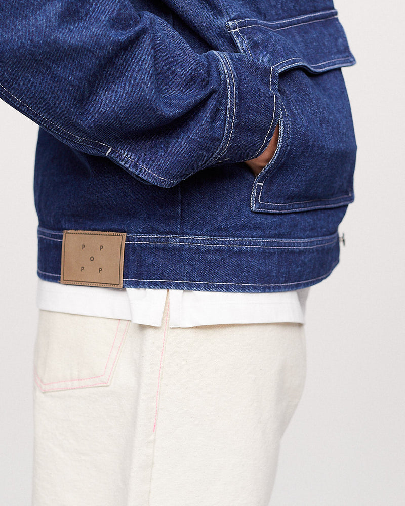 Pop Full Button Jacket Rinsed Denim