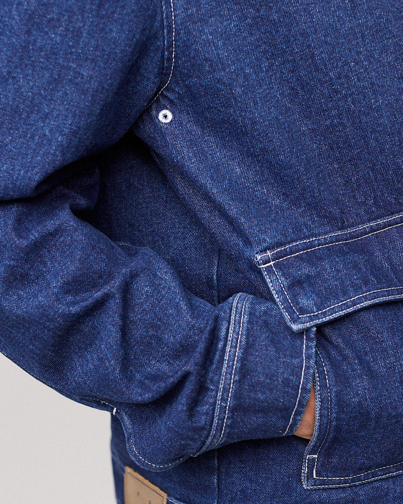 Pop Full Button Jacket Rinsed Denim