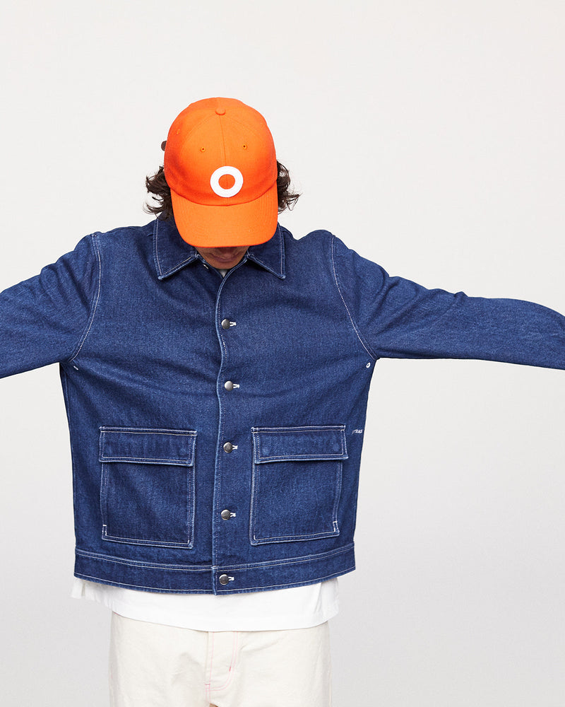 Pop Full Button Jacket Rinsed Denim