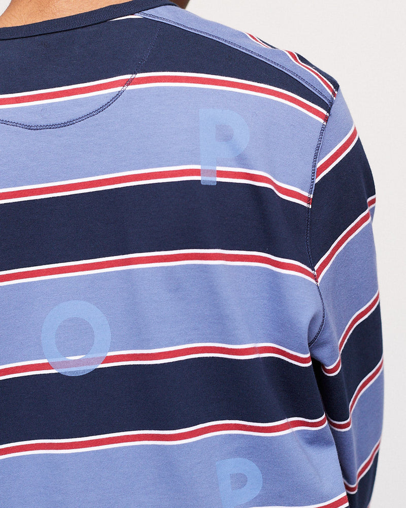 Pop Striped Logo Longsleeve T-Shirt Coastal Fjord