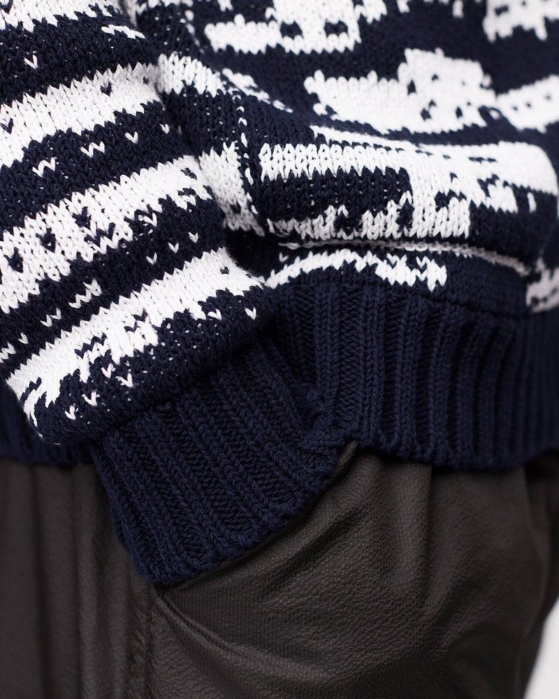 Pop Gilles de Brock Knitted Cardigan Navy/Off White