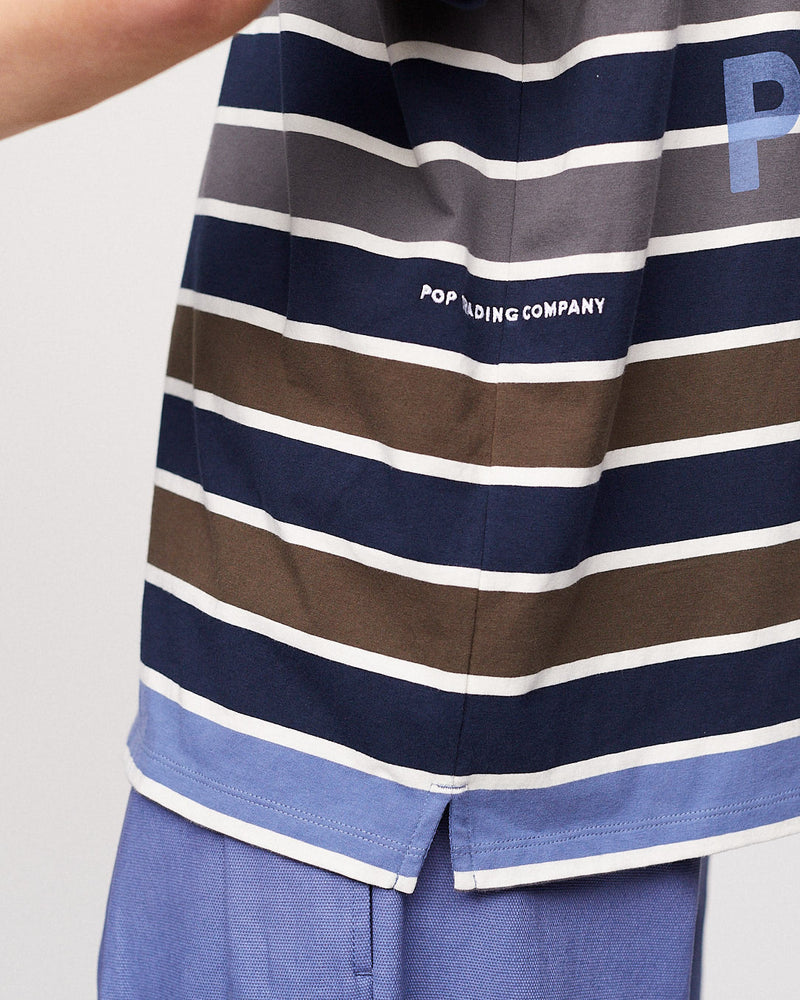 Pop Striped Logo T-Shirt Coastal Fjord