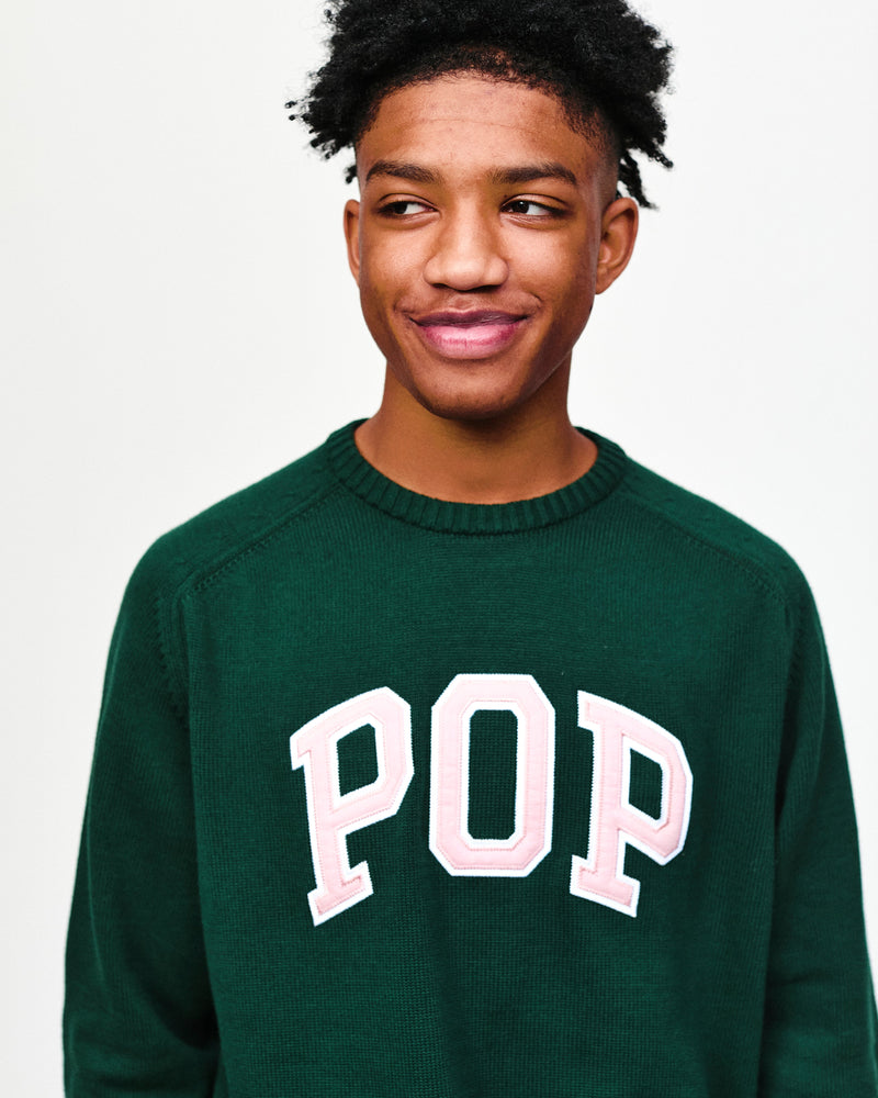 Pop Arch Knitted Crewneck Bistro Green