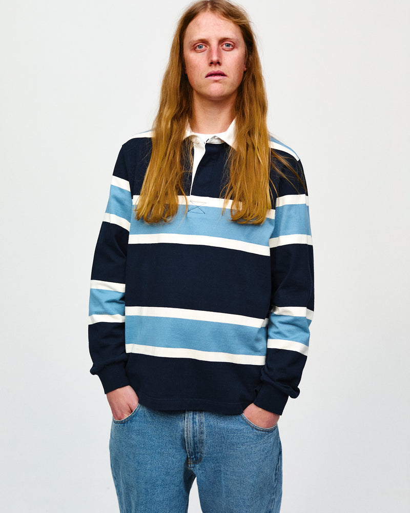 Pop Striped Rugby Shirt Navy/Blue/Off White