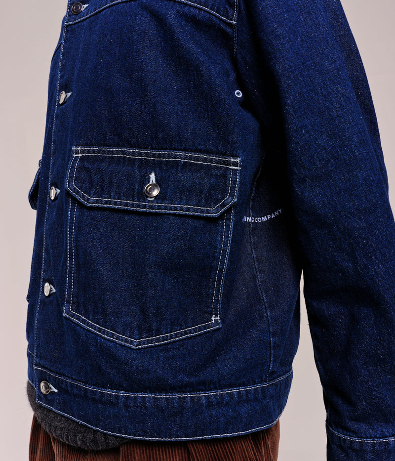 Pop Full Button Jacket Rinsed Denim