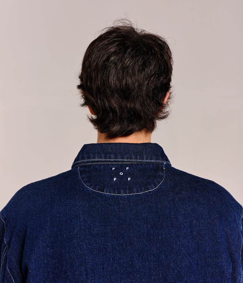 Pop Full Button Jacket Rinsed Denim
