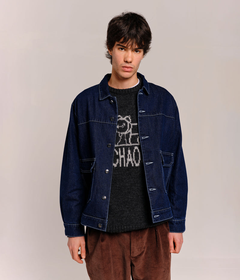 Pop Full Button Jacket Rinsed Denim