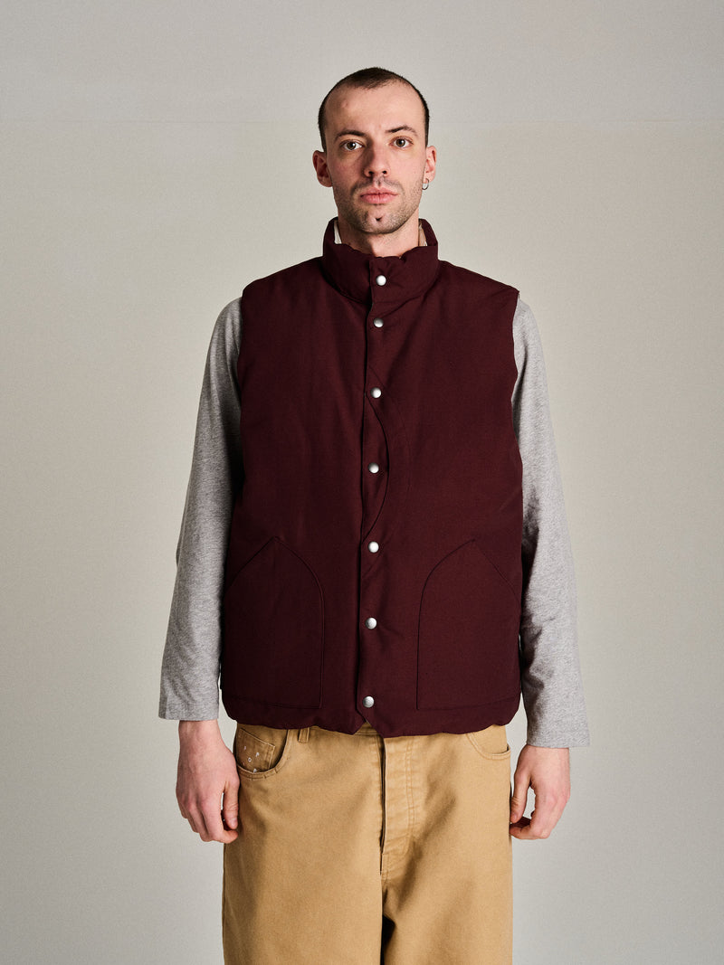 Pop Quilted Reversible Vest Fudge/Off White