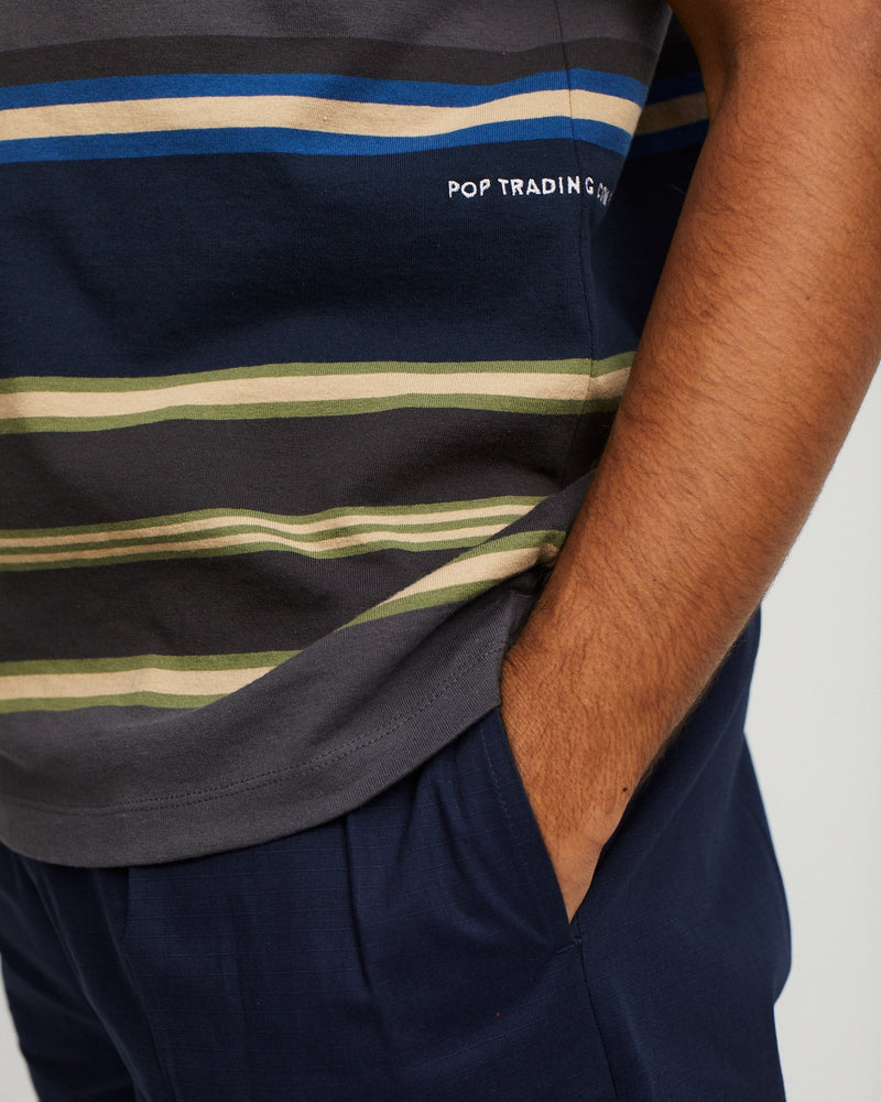 Pop Striped Pocket T-Shirt Navy