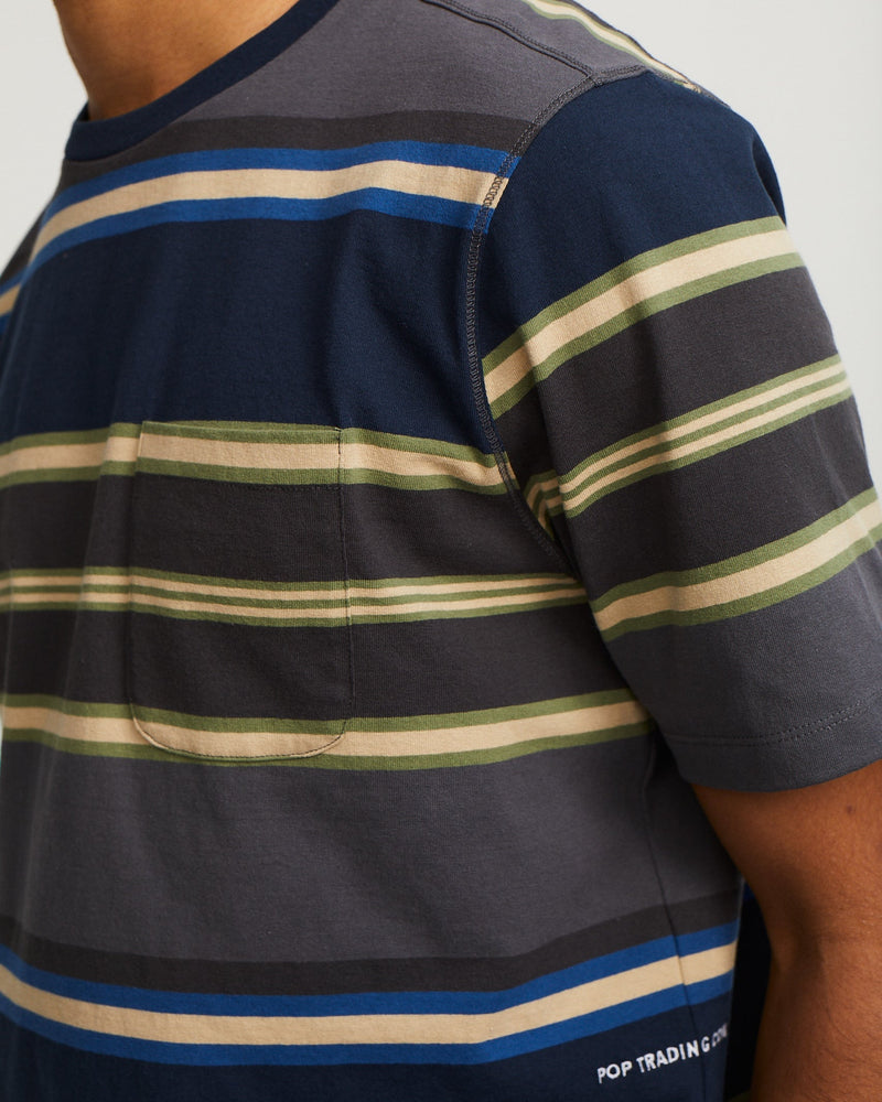 Pop Striped Pocket T-Shirt Navy