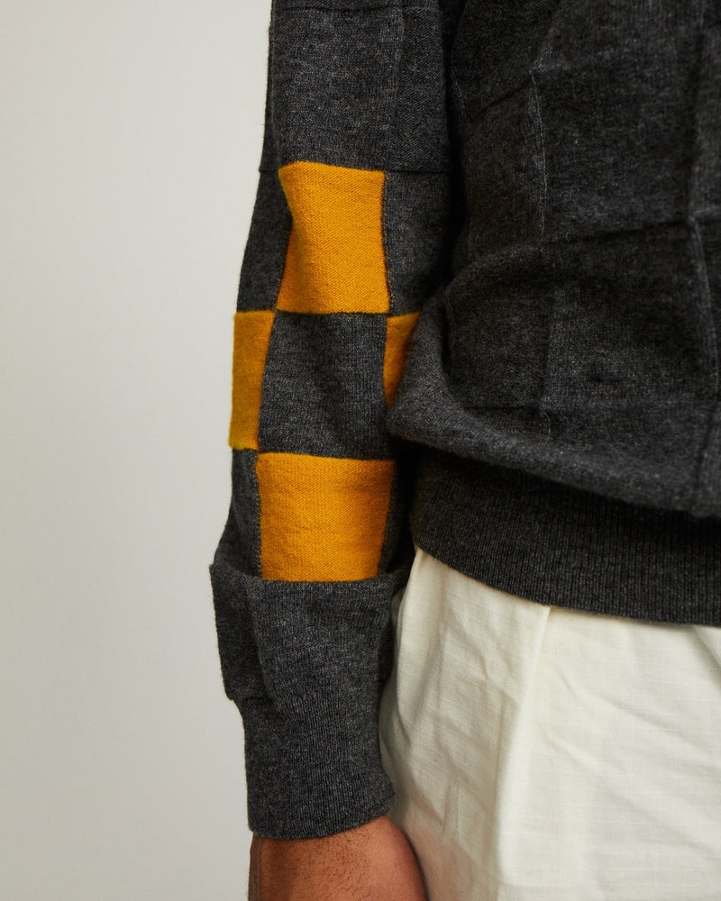 Pop Checked Panel Knitted Crewneck