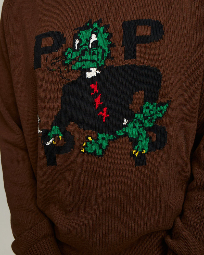 Pop Smoking Dragon Knitted Crewneck Rain Drum