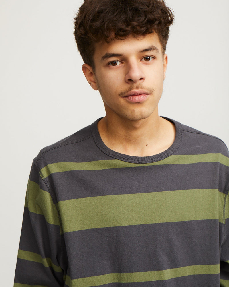 Pop Striped Logo Longsleeve T-Shirt Olivine