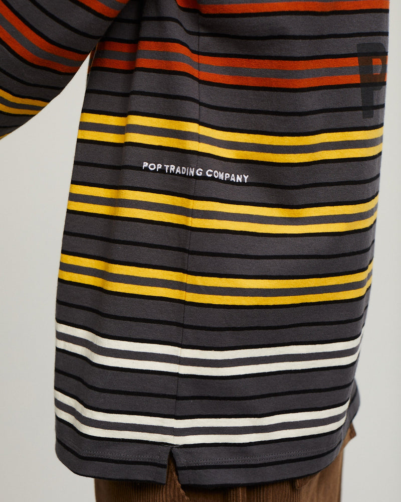 Pop Striped Longsleeve T-Shirt Charcoal