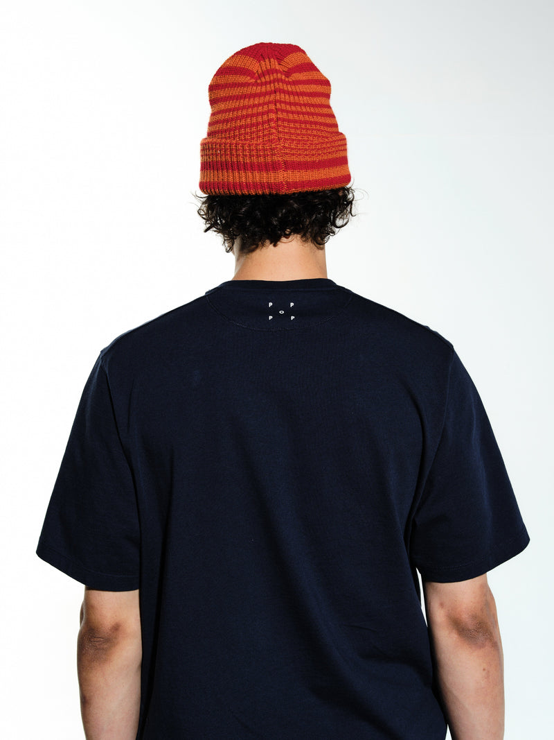 Pop Striped Beanie Haute Red/Island Poppy