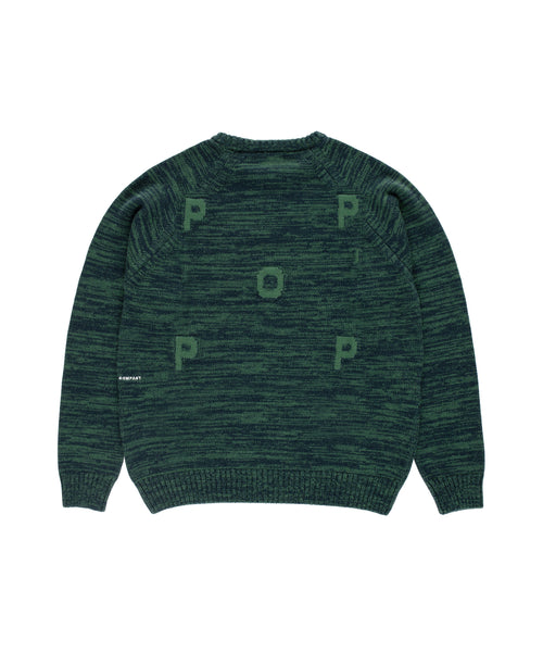 Featured Product Image Of Pop Knitted Melange Logo Crewneck Navy/Juniper