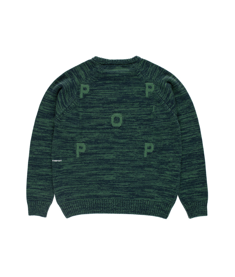 Pop Knitted Melange Logo Crewneck Navy/Juniper