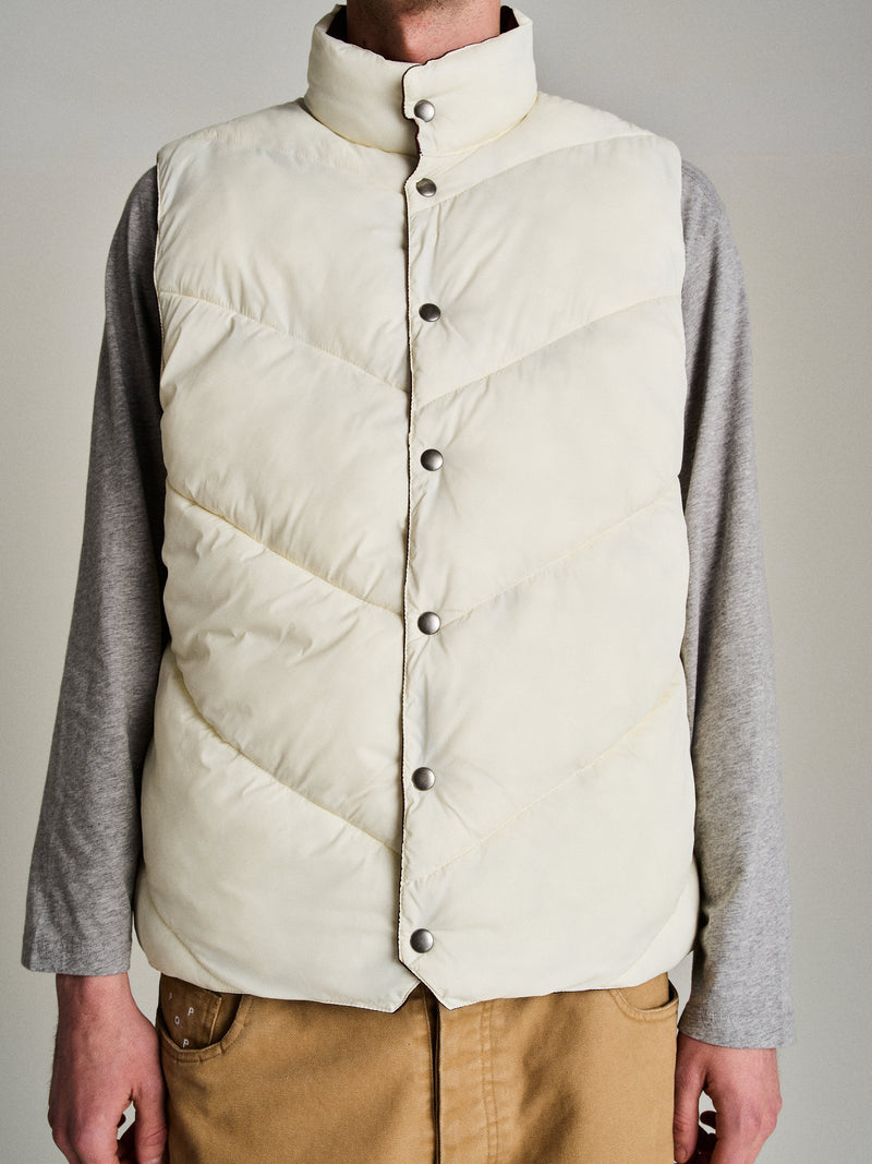 Pop Quilted Reversible Vest Fudge/Off White