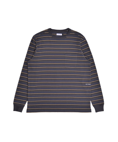 Featured Product Image Of Pop Striped Longsleeve Pocket T-Shirt Charcoal