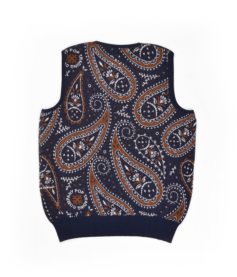 Pop Knitted Paisley Spencer Navy/Brown