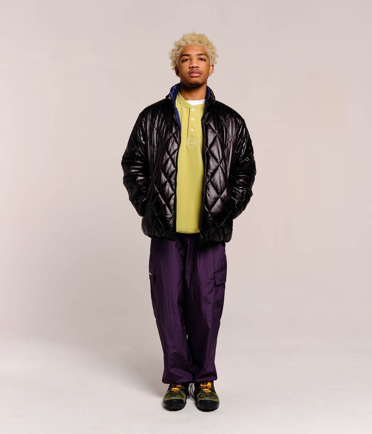 Pop Quilted Reversible Jacket Black/Twilight Blue