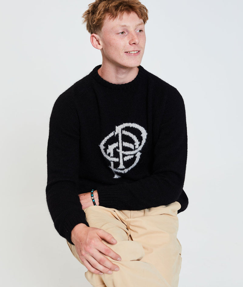 Pop Initials Knitted Crewneck Black