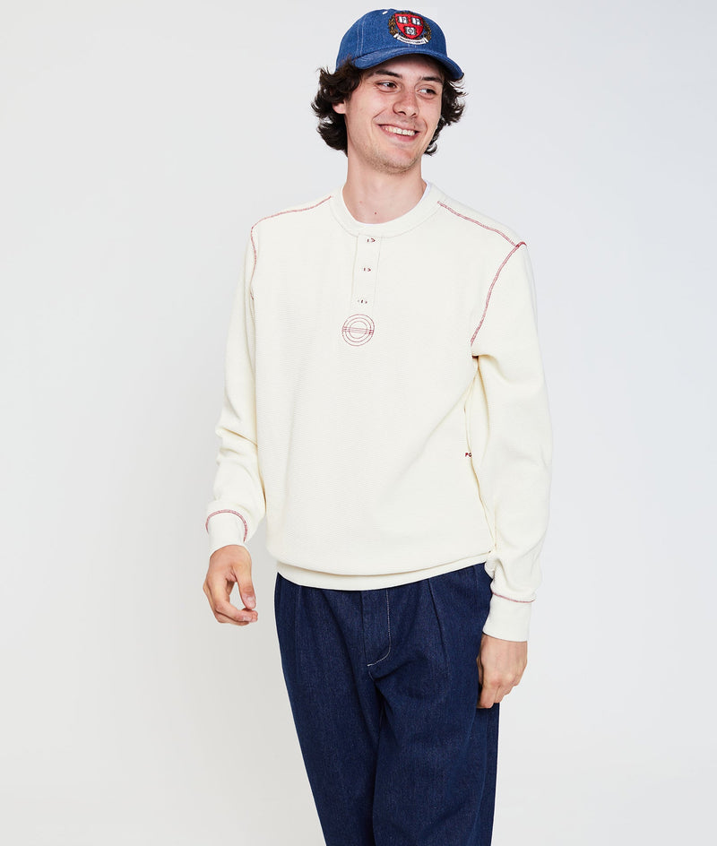 Pop Henley Waffle Sweat Off White