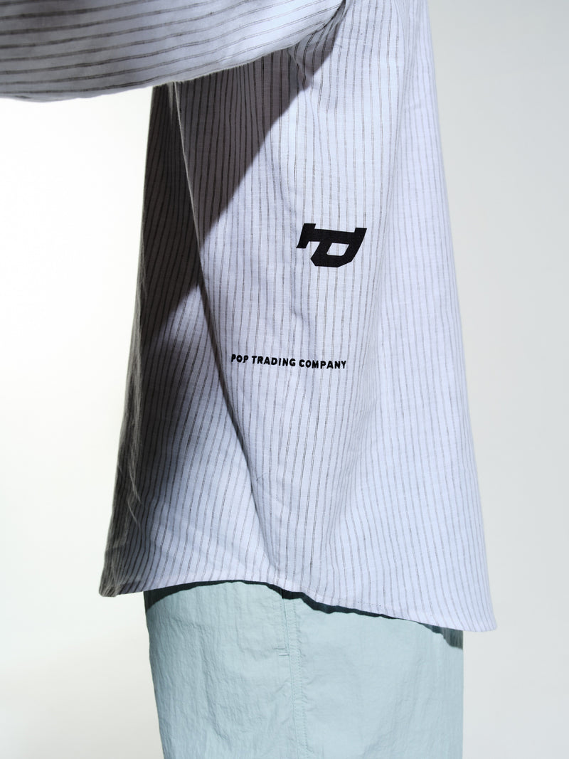 Pop Letters Striped Pop Shirt White Linen